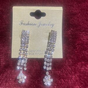 Elegant Silver Crystal Drop Earrings